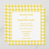 Invitation Mariage campagnard d'été Jaune En vichy (Devant / Derrière)