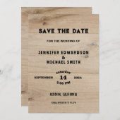 Invitation Mariage campagnard en bois de grange rustique Enre (Devant / Derrière)