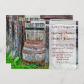 Invitation Mariage campagnard en bois russe (Devant / Derrière)