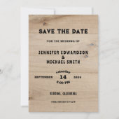Invitation Mariage campagnard en bois rustique photo Enregist (Devant)