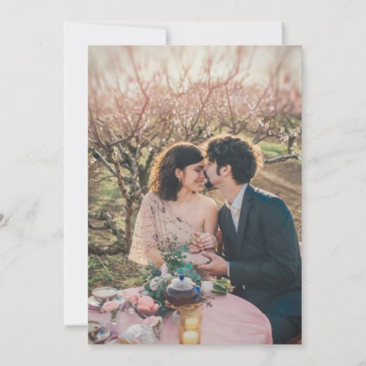 Invitation Mariage campagnard en bois rustique photo Enregist (Dos)