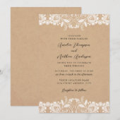 Invitation Mariage Campagnard en Dentelle Blanche (Devant / Derrière)