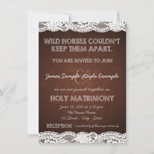 Invitation Mariage campagnard en dentelle Brown et blanche ru