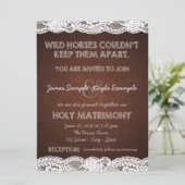 Invitation Mariage campagnard en dentelle Brown et blanche ru (Debout devant)