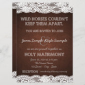Invitation Mariage campagnard en dentelle Brown et blanche ru (Devant / Derrière)
