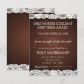 Invitation Mariage campagnard en dentelle Brown et blanche ru (Devant / Derrière)