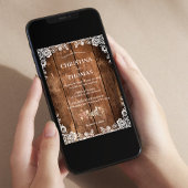 Invitation Mariage campagnard en dentelle de bois rustique