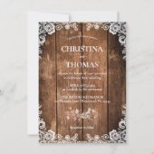 Invitation Mariage campagnard en dentelle de bois rustique (Devant)