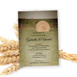 Invitation Mariage campagnard Farm Hay Bales