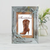 Invitation Mariage campagnard Fête des mariées Tea Party Invi (Debout devant)