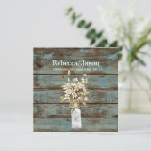 Invitation mariage campagnard fleur sauvage en bois de grange (Debout devant)