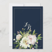 Invitation Mariage campagnard floral blanc bleu bleu marine (Dos)