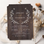 Invitation Mariage campagnard Floral Boho Rustique Grange Boi<br><div class="desc">Design floral fleur sauvage rustique sur bois brun foncé grange arrière - plan,  simple et élégant,  idéal pour le mariage campagnard jardin d'automne,  mariage rustique d'hiver,  mariage boho vintage,  ou mariage de jardin botanique extérieur. Voir toutes les pièces correspondantes dans la collection.</div>