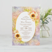 Invitation Mariage campagnard floral de tournesol d'or rustiq (Debout devant)