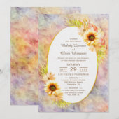 Invitation Mariage campagnard floral de tournesol d'or rustiq (Devant / Derrière)