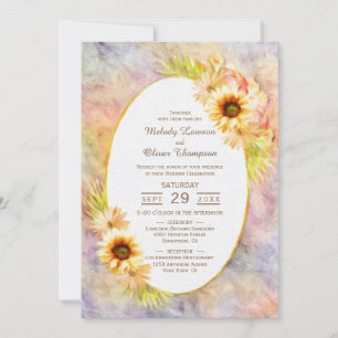 Invitation Mariage campagnard floral de tournesol d'or rustiq