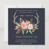 Invitation Mariage campagnard FLORAL FUN BOHO NAVY BLUSH ANTL (Devant)
