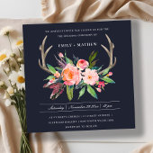 Invitation Mariage campagnard FLORAL FUN BOHO NAVY BLUSH ANTL