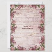 Invitation Mariage campagnard Floral Rustique Rose (Dos)