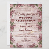 Invitation Mariage campagnard Floral Rustique Rose (Devant)