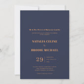 Invitation Mariage campagnard français bleu rouille simple (Devant)