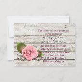 Invitation mariage campagnard français rose rose blanc (Dos)