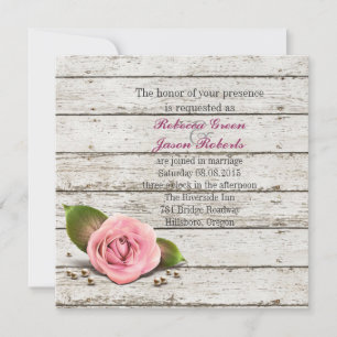 Invitation mariage campagnard français rose rose blanc
