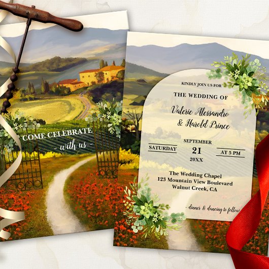 Invitation Mariage campagnard italien moderne Boho