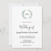 Invitation Mariage campagnard monogramme feuille rustique aqu (Devant)