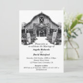Invitation Mariage campagnard noir et blanc (Debout devant)