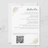 Invitation Mariage campagnard noir et or avec code QR (Dos)