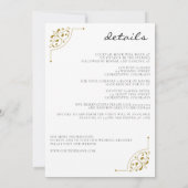 Invitation Mariage campagnard noir et or avec détails (Dos)