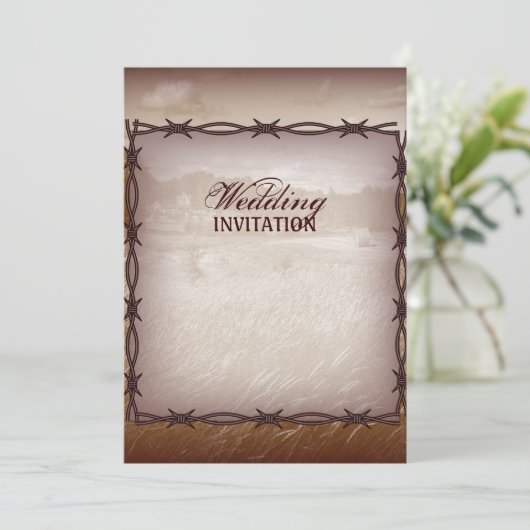 Invitation mariage campagnard occidental de barbelé (Debout devant)