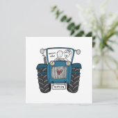 Invitation Mariage campagnard personnalisé Blue Tracteur Soir (Debout devant)