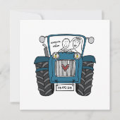 Invitation Mariage campagnard personnalisé Blue Tracteur Soir (Devant)