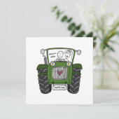 Invitation Mariage campagnard personnalisé Green Tractor Soir (Debout devant)
