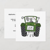 Invitation Mariage campagnard personnalisé Green Tractor Soir (Devant / Derrière)
