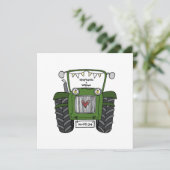 Invitation Mariage campagnard personnalisé Green Tractor Soir (Debout devant)