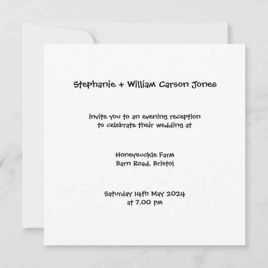 Invitation Mariage campagnard personnalisé Green Tractor Soir (Dos)