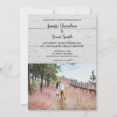 Invitation Mariage campagnard photo élégant en bois rustique (Devant)