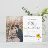 Invitation Mariage campagnard photo floral de tournesol rusti (Debout devant)