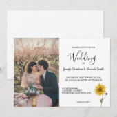 Invitation Mariage campagnard photo floral de tournesol rusti (Devant / Derrière)