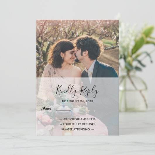 Invitation Mariage campagnard photo rustique élégant monogram (Debout devant)