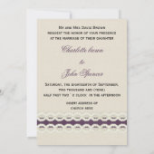 Invitation MARIAGE CAMPAGNARD pourpre pour burlap et dentelle (Dos)