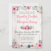 Invitation Mariage campagnard Rose Rustique (Devant)