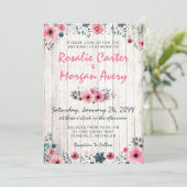 Invitation Mariage campagnard Rose Rustique (Debout devant)