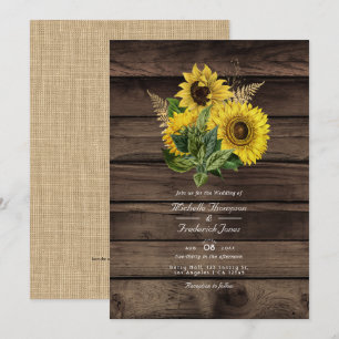 Invitation Mariage campagnard RSVP de code RSVP de tournesol 