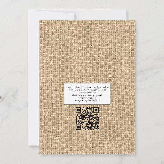 Invitation Mariage campagnard RSVP de code RSVP de tournesol (Dos)