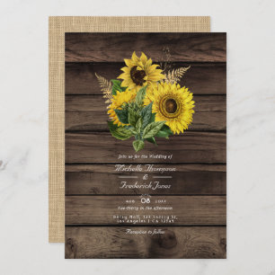 Invitation Mariage campagnard RSVP de code RSVP de tournesol