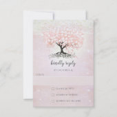 Invitation Mariage campagnard RSVP en feuille de coeur rose v (Devant)